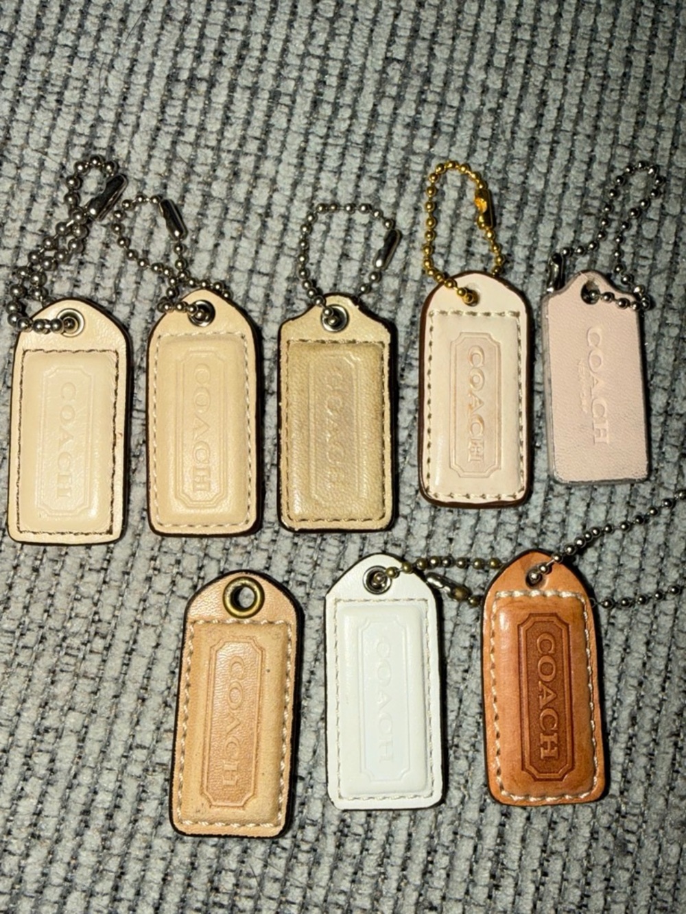 Coach Leather Bag Tag Set in Neutral, Tan & Brown Tones
